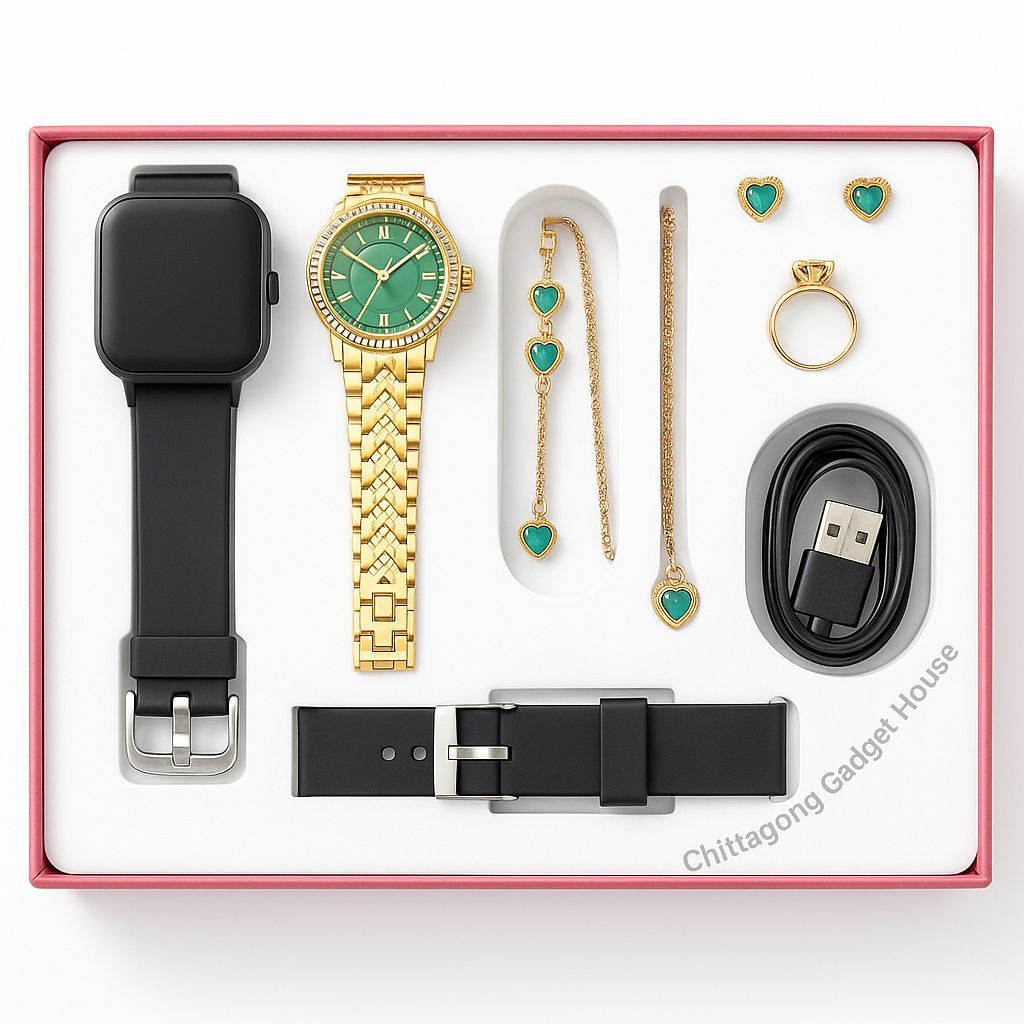 2024 Smartwatch A89plus 6 in 1 Suit Ladies Necklace Earrings Bracelet Ring Smartwatches Luxury Jewelry Set for Women