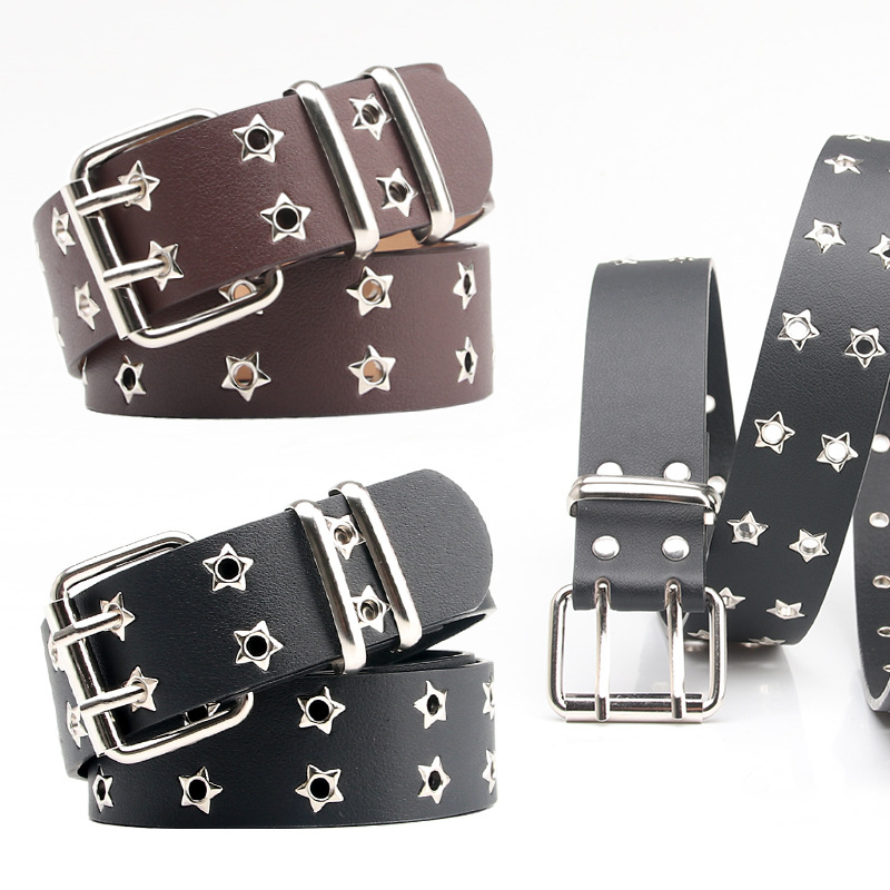 830 New Star Double Exhaust Eyelet Belt Women's Fashion Versatile Casual Punk Jeans Decorative Belt