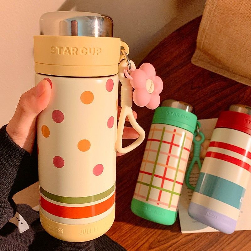 Large Capacity 316 Stainless Steel Insulated Cup Portable Cute Cartoon Tea Water Cup with Rope Vacuum Cup Outdoor Goddess Cup 500ML Thermos Bottle
