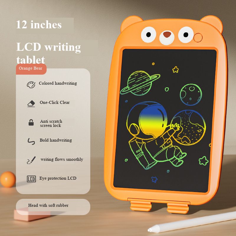 Children’s LCD Writing Tablet, Kids Small Blackboard, Baby Colorful Graffiti Electronic Drawing Pad, Toddler Erasable Handwriting Toy, Safe Eye-Protection Electronic Doodle BoardLittle Bear Orange