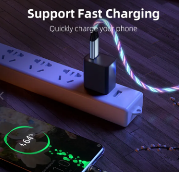 360 540 Degree Rotate Luminous Flowing Light USB Type C Magnetic Data Cable For Mobile Phone Charger