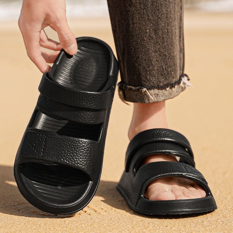 Men's Double-Strap Open-Toe Sandals, Non-Slip Cushioned Summer Slides, Casual Indoor & Outdoor Footwear, 3 Colors Available, EU Size 40-45