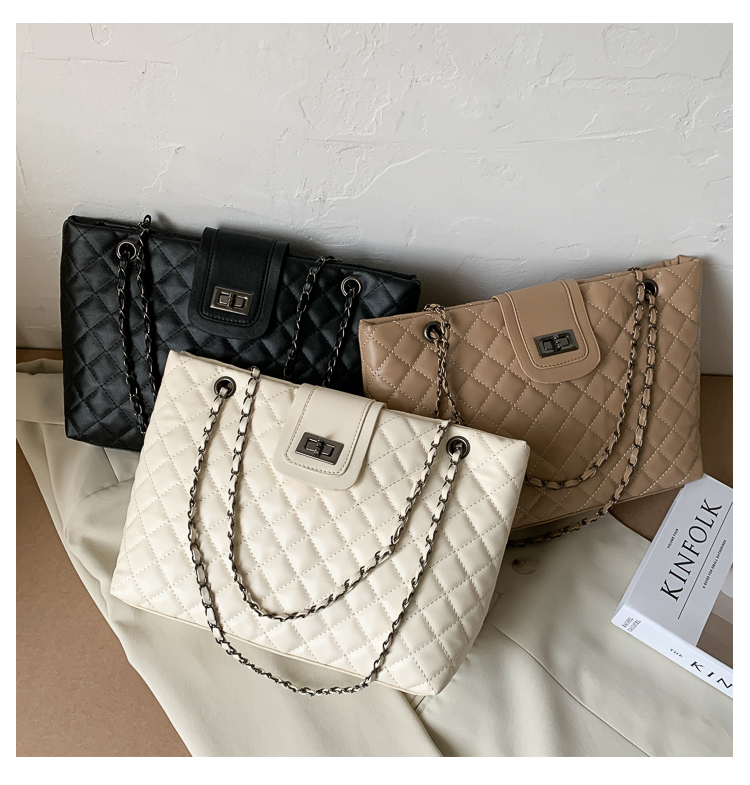 Large Capacity Women Shoulder Bag Lady Tote Chain Plaid Women Handbag