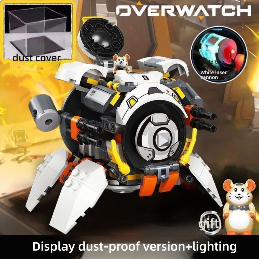  Wrecking Ball Overwatch LEGO Style Building Kit with Dust Cover & LED Lightswhite