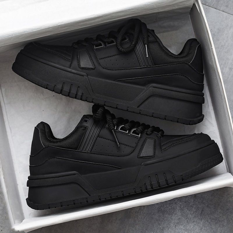 Sneaker Man Shoe Sneaker Boy Men's Shoes Spring Autumn Niche Design Versatile Casual Black Board Shoes Teenagers' Sports Thick Soled Height Increasing Bread Sneakers