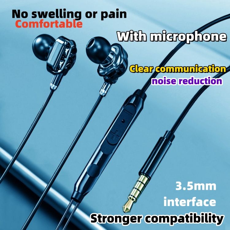 Wired Headset Earphones Quad core deep bass in ear wired headphones With microphone Adjustable tone CRRSHOP High sound quality mobile earphones digital audio video earphones