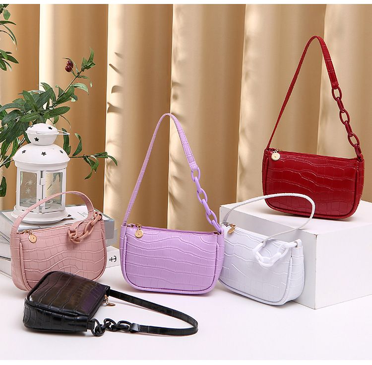Hobo Underarm Bag, Crocodile Embossed Leather Ladies Handbag, Fashion Trendy Single Shoulder Bag For Women

