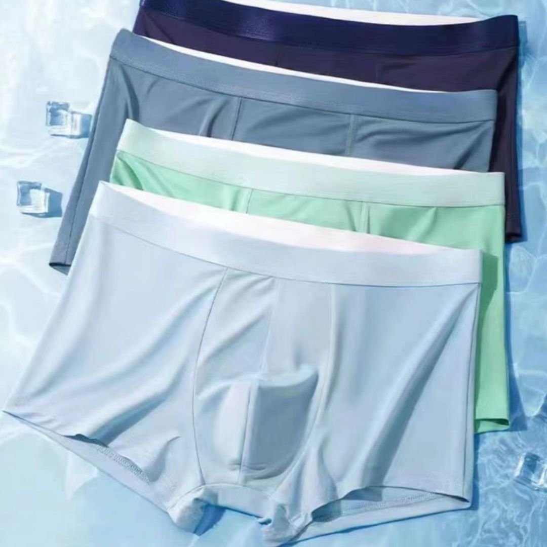 3 PCS Men's Ice Silk Underwear Men's Boxer Shorts Summer Oversized Breathable Antibacterial Seamless Men's Underwear
