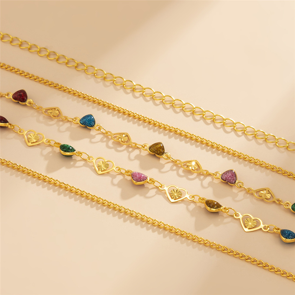 VEONAM Sexy Love Heart Waist Chain for Women Girl Minimalist Hollow out Colorful Heart Belly Chain Summer Beach Jewelry 2022