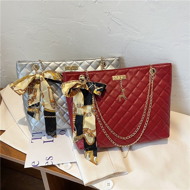 New Korean single shoulder crossbody bag casual deer diamond check underarm bag Silk scarf messenger bag tide js6509