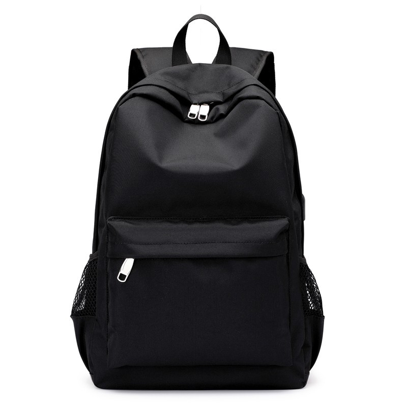 1810F Men's Solid Color Casual Backpack Large Capacity Rechargeable Travel Backpack