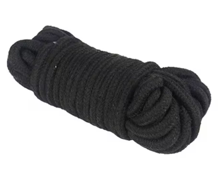 32 Feet 10M Black All-Purpose Soft Braided Cotton Packaging Rope
