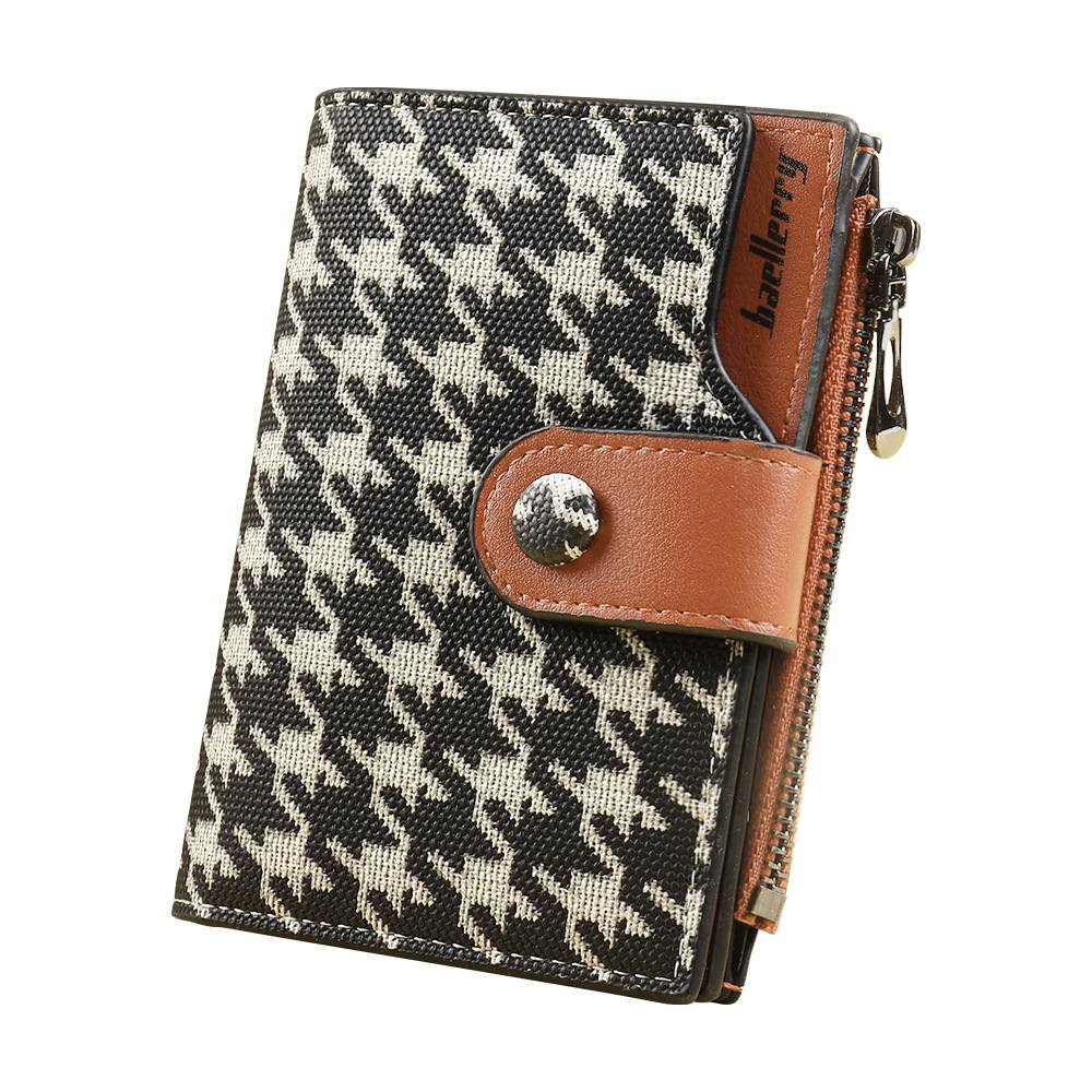 5022 Women's New Fashion Plaid Pattern Wallet Zipper Short Wallet