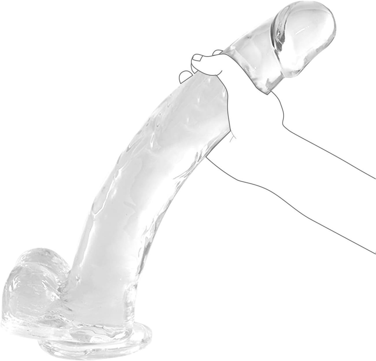 Clear Realistic Dildo, Big Thick Dildo for Advanced Users, G spot Dildo with Strong Suction Cup for Hands-Free Play, Lifelike Penis Adult Anal Sex Toy for WomenLarge