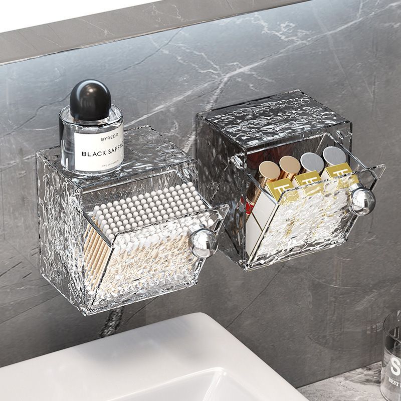 Glacier texture makeup cotton shelf box bathroom without perforation wall hanging shelf high color cotton tag box flip cap lipstick box