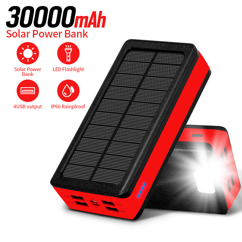 Solar Power Charging Bank portable battery CRRshop free shipping hot sale new fashion Not afraid of power failure Private model blockbuster solar charger 30000 mA high capacity mobile power supply solar energy