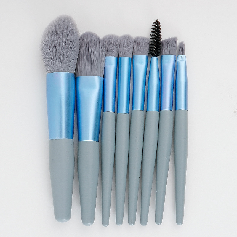 8 Mini Makeup Brushes Set Eye Shadow Brush Concealer Powder Brush Portable Soft Bristle Brush Set Beauty Toolsblue