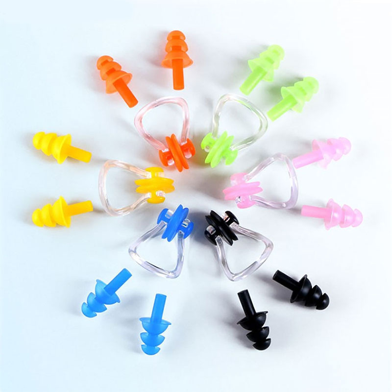 LT-0383 Waterproof Silicone Swimming Ear Plugs Nose Clip Set Box Packed Earplug For Surfing Diving and Learning Swimming