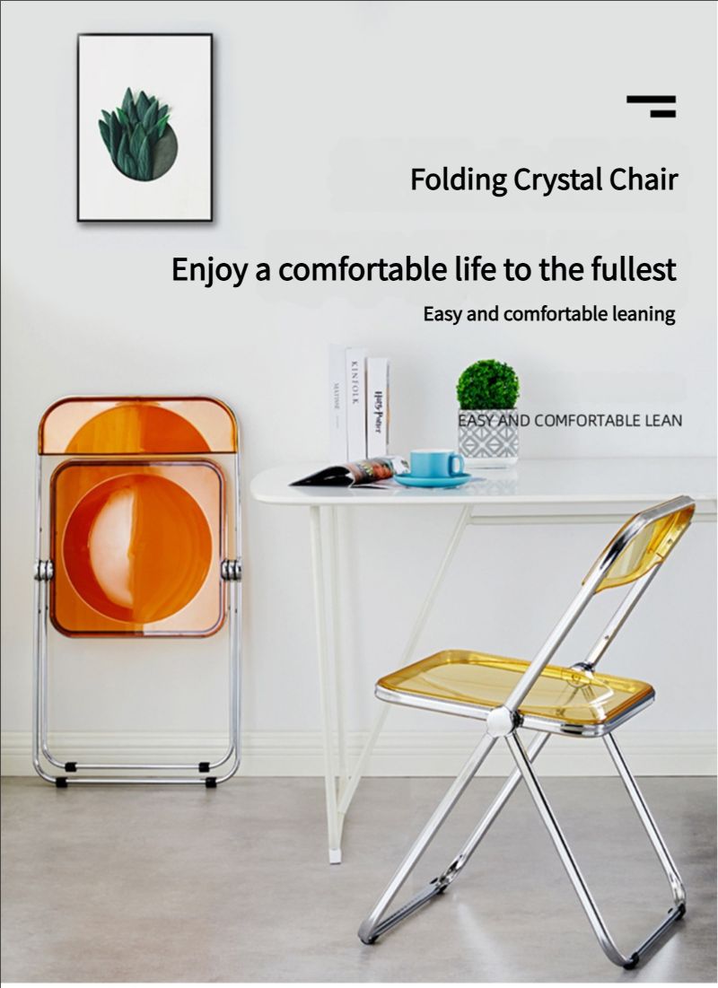 Home transparent folding chair fashionable acrylic crystal chair portable makeup chair ins style internet celebrity photo chair clothing store restaurant chair