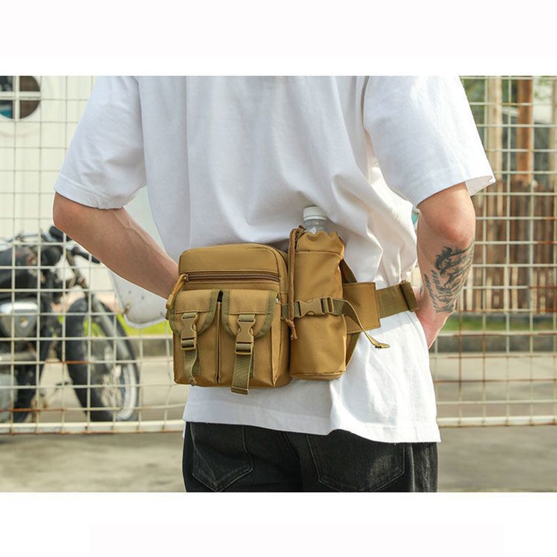 Multifunctional Fishing Lure Waist Bag Outdoor Tactical Fanny Pack With Water Bottle Holder Men Sports Cycling Waist Pack Portable Phone Storage Tackle Bag
