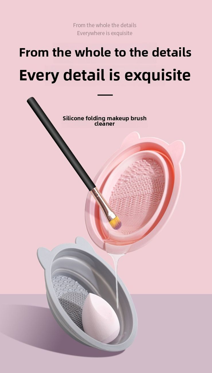 Cosmetic Brush Cleaner Set, Beauty Blender Cleaning Magic Tool, Foldable Silicone Brush Washing Bowl, Powder Puff Cleaning Agent Liquid Tools