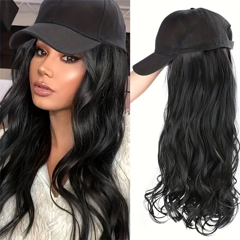 Women Integrated Long Curly Hat Wig Made Of High Temperature Resistant Synthetic Fiber Fashion All-In-One Cap Wig Natural Looking Easy Wear Daily Outdoor Travel Photograph Hair Accessory