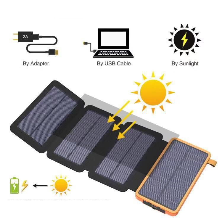 Foldable solar charger large capacity waterproof outdoor lighting mobile power bank 10000 mAh
