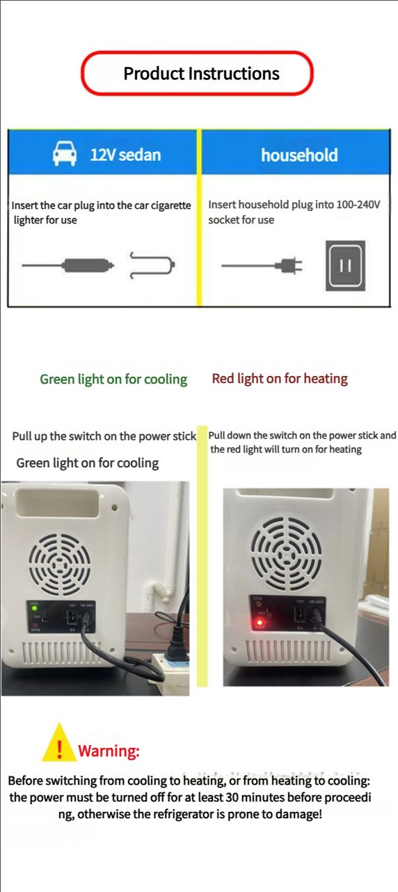 Car refrigerator, mini refrigerator, portable hot and cold dual-purpose cooler semiconductor refrigerator, suitable for skin care, beverages, food, cosmetics, home, office and car use, 110V/12V dual purpose
