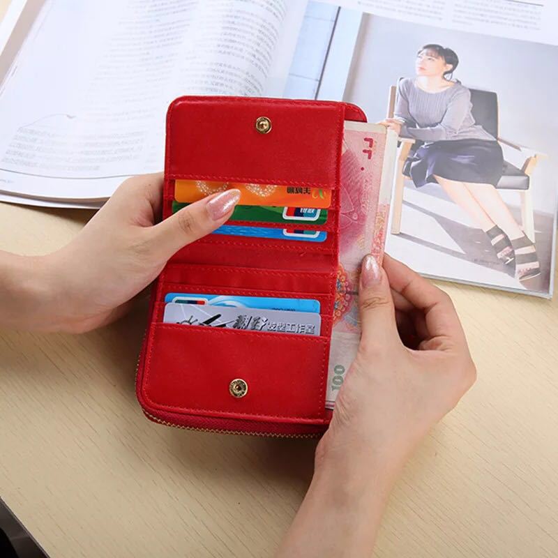 Women Short Wallets PU Leather Female Plaid Purses Card Holder Wallet Fashion Woman Cute Small Zipper Wallet With Coin Purse