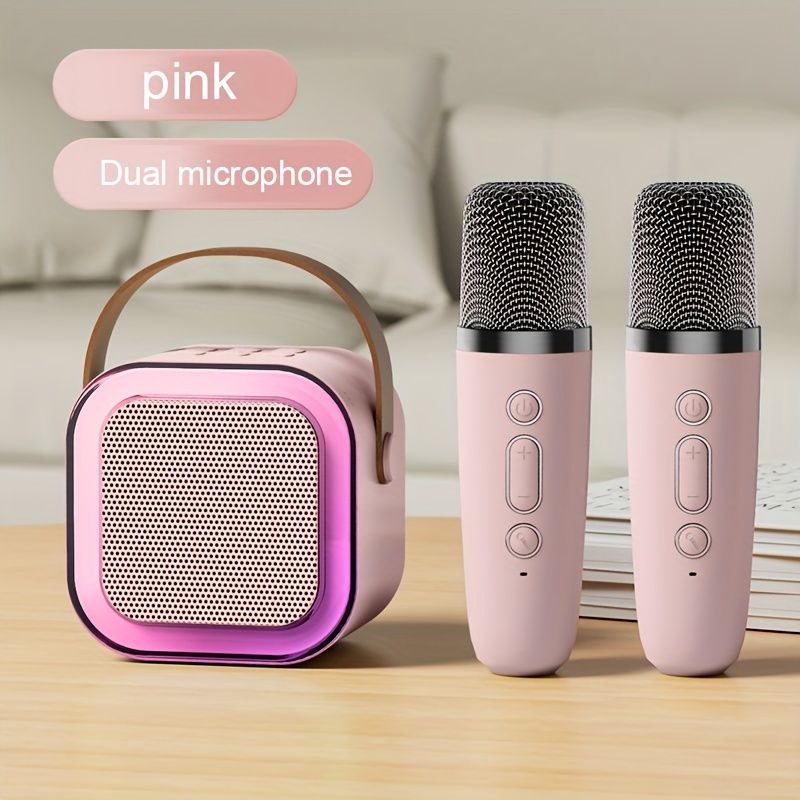 Versatile" K12 Wireless Wireless Karaoke System With Built-In Mic - Usb-C Charging, Stereo Sound, Button Control - Perfect For Smartphones & Tablets