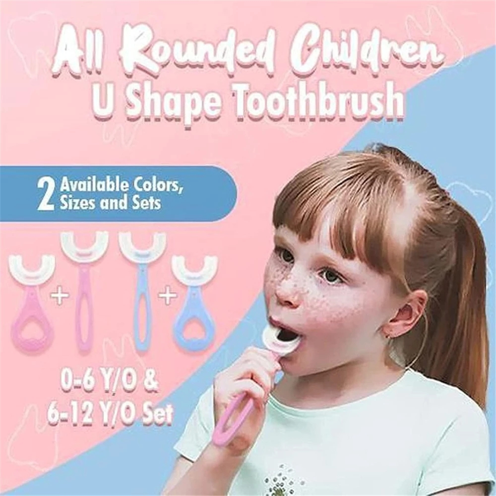 Kids Toothbrush U-Shape 360 Degree Infant Teether Baby Toothbrush Children Silicone Brush For Toddlers Oral Care Cleaning