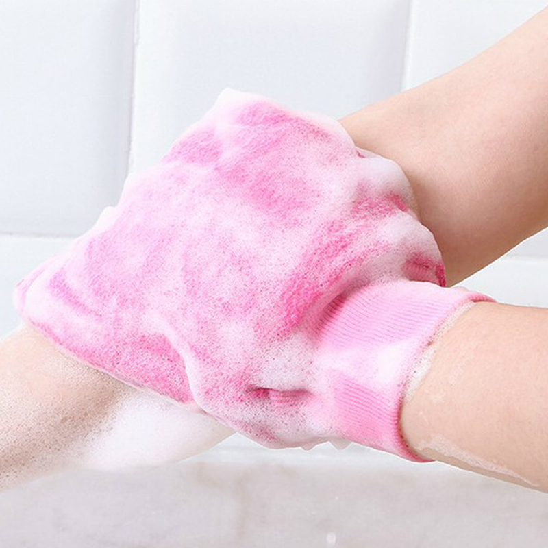 490-2 1pc Random Color Double-Sided Exfoliating Bath Glove