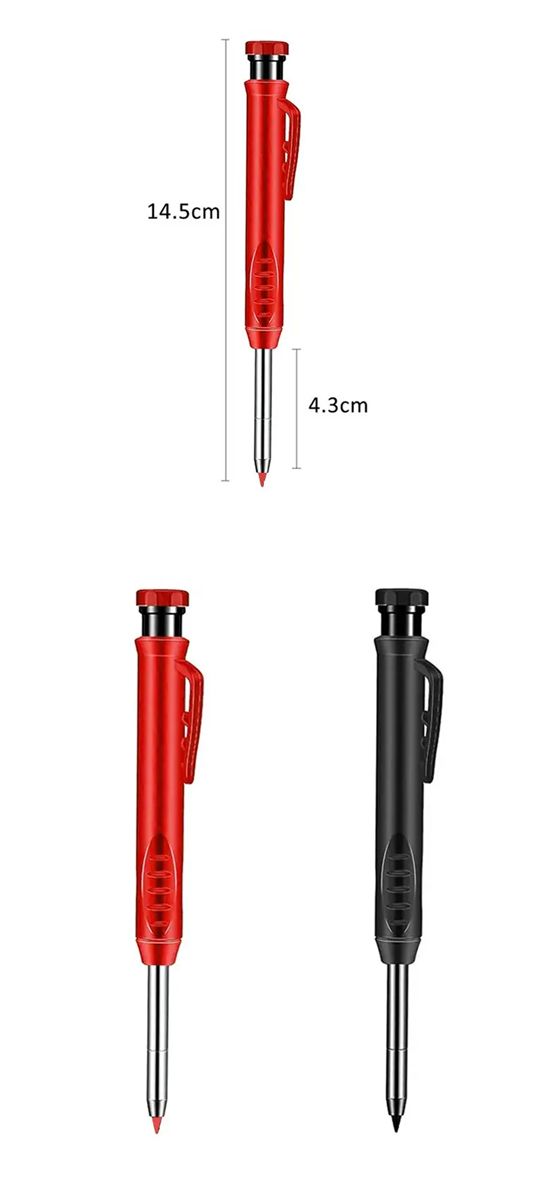 Carpenter Pencil Metal Long Head Deep Hole Professional Engineering Quick Drying Marker Graphite Woodworking Black Red Lineation