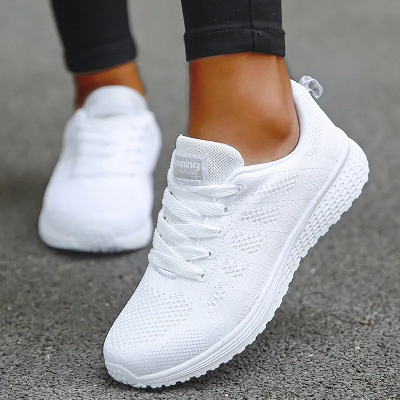 A08B Women's Sneakers 2023 New Fashion Breathable Trainers Comfortable Sneakers Women Mesh Fabric Lace Up Female Footwear Women Shoes