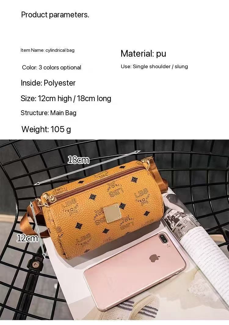 2024 New Fashion Korean Style Trendy Princess Round Cylinder Bag Retro Girl's Outfit Multi-functional Shoulder Bag