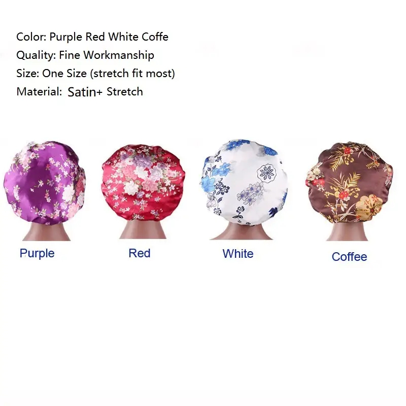 Satin Headscarf Hat Sleeping Bonnet Hair Wrap Silk Cap Fashion Head Scarf Headwear Night Sleep Hat