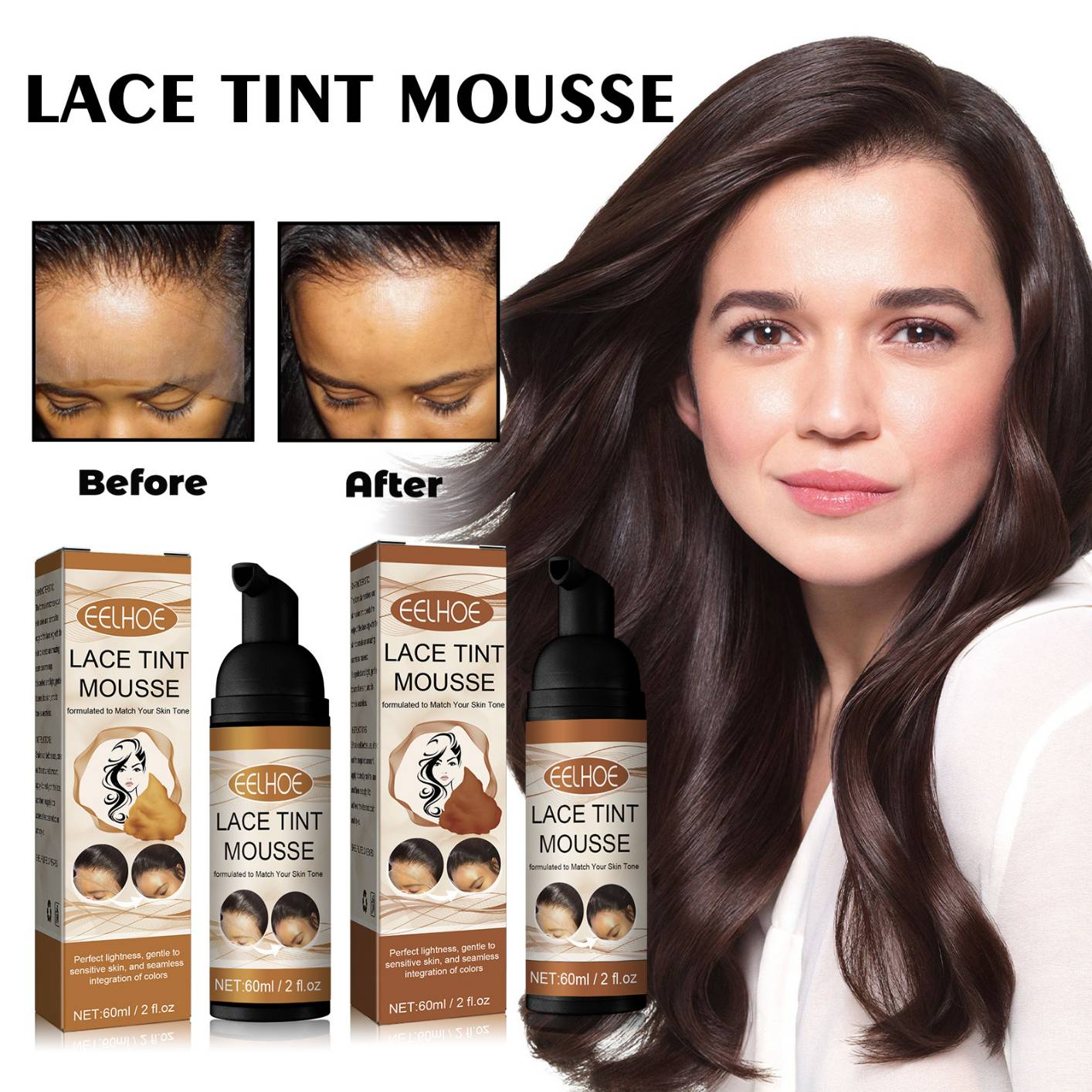 Lace Tint Mousse Waterproof Wig Tint Spray For Toupees Light Brown Wig Knots Healer Quick Dry Wig Grids Concealer No Residue