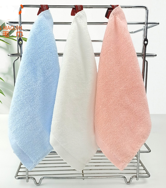 White pink blue hand towels face towels CRRshop free shipping hot sale home pure cotton square towel Kindergarten small towel with hook Soft absorbent plain color children's towel bed bath towel daily use 