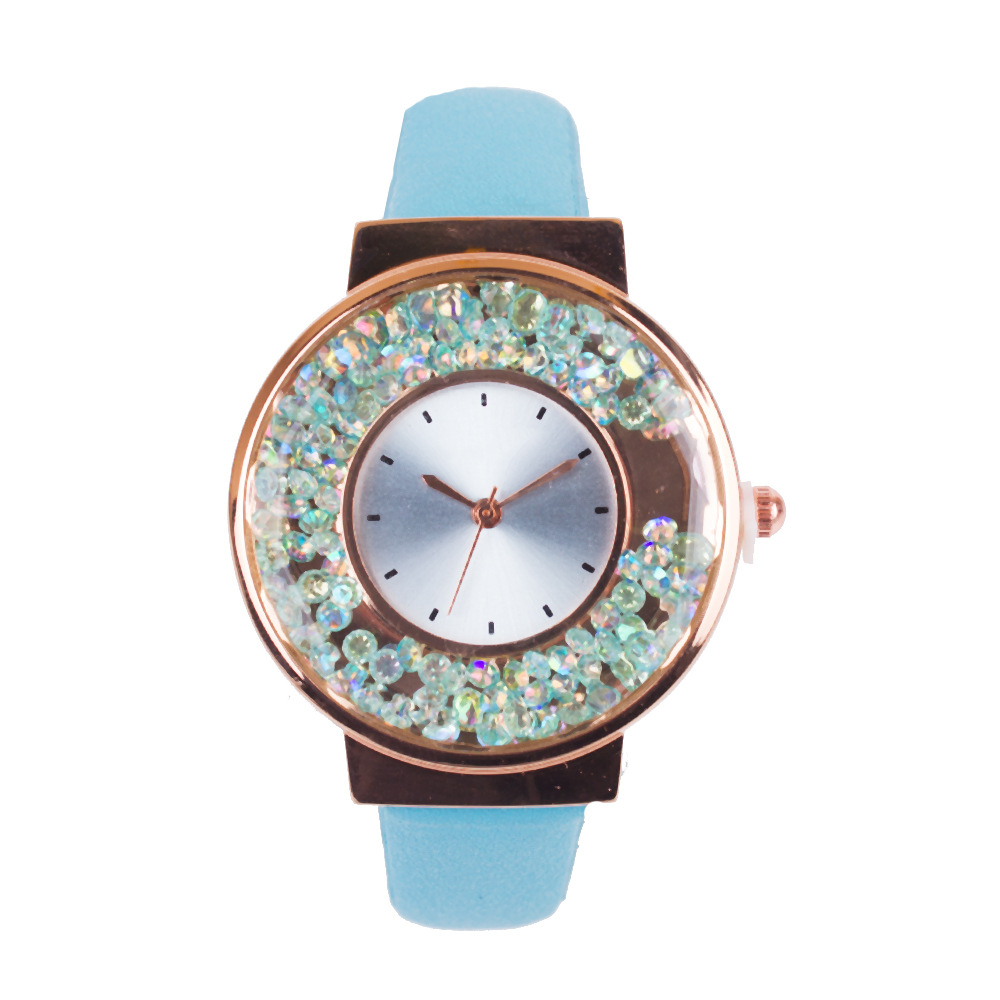 JDJ815 women's fashion watch set quicksand gemstone watch and love chain set city girl watch