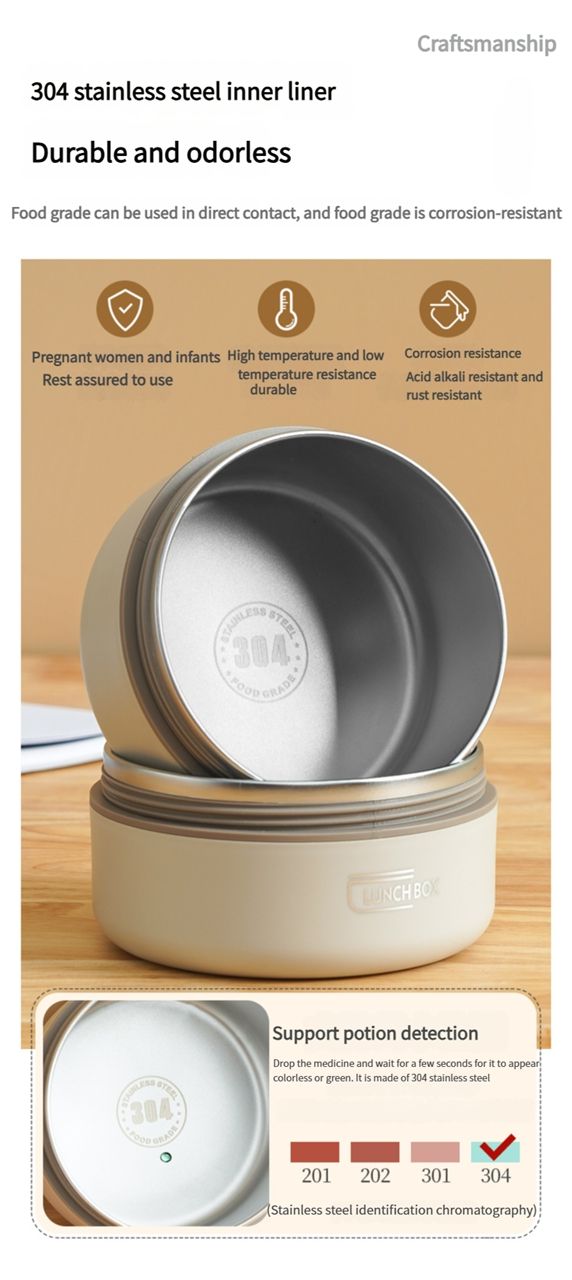 304 stainless steel insulated lunch box sealed and leak-proof portable office worker student single multi-layer mini bowl with lid heating pot lunch box