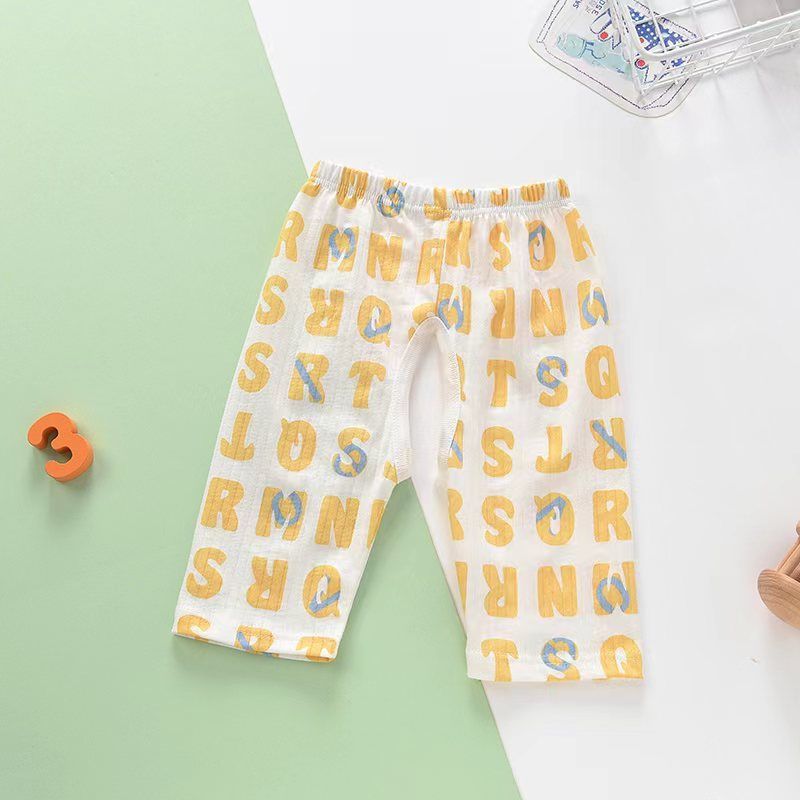 Baby Summer Open-Crotch Pants, Cute Printed Cotton 3/4 Pants, Breathable Casual Trousers for Toddler Infants, Sizes 73-110cm, Single Pack, Soft Baby Pants for Boys Girls
1
