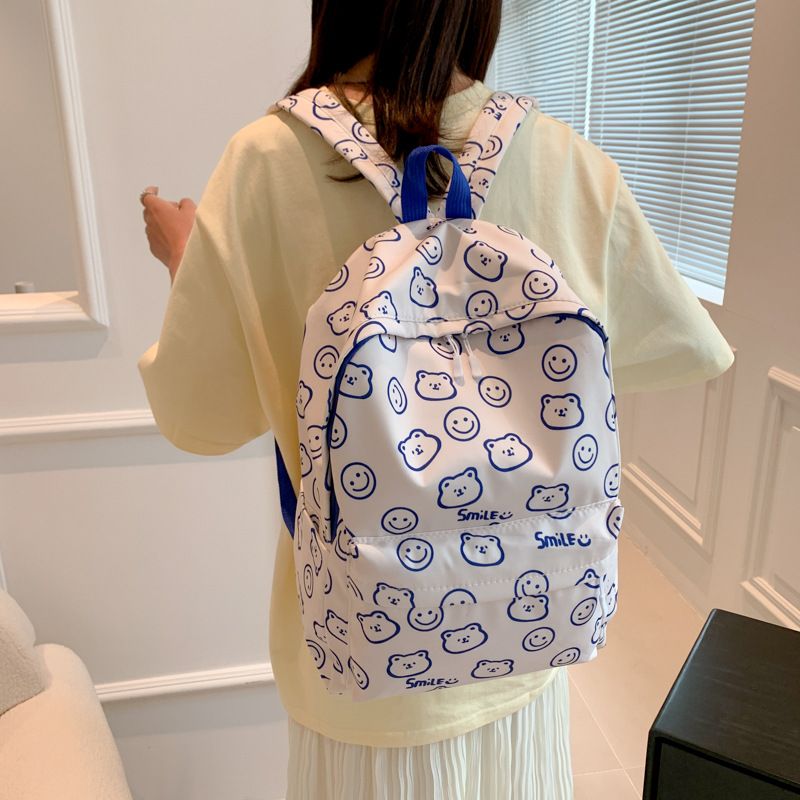 Backpack Women New Style Small Fresh Original Smiley Face Versatile Backpack High Capacity Student Bag