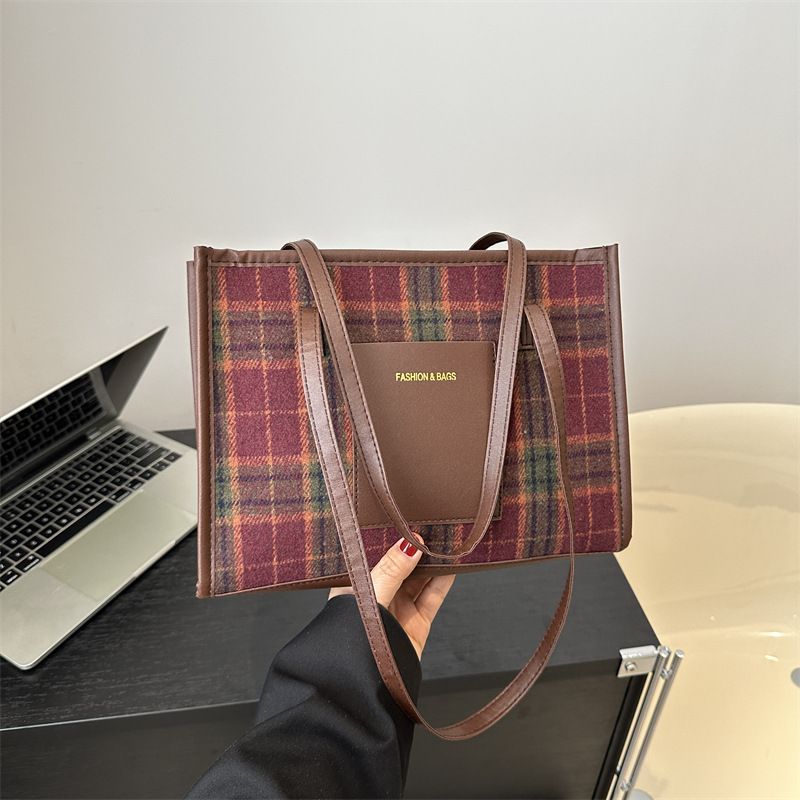 ty6481 New Fashion Contrast Color Handheld Large Bags For Women Briefcase Single Shoulder Cotton Linen Tote Bag Women Bags