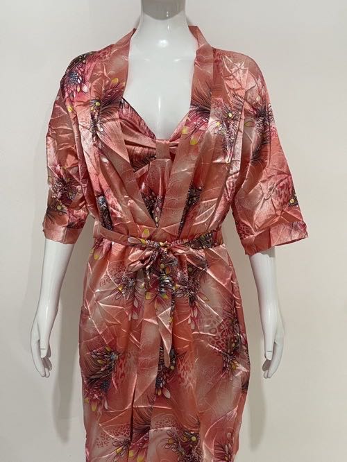 Sexy Ladies Cool Mock Silk Satin Bathrobes Dressing Gowns Comfortable Simple Loungewear Midi Multicolor Resort Style Casual Shirt Shorts Set