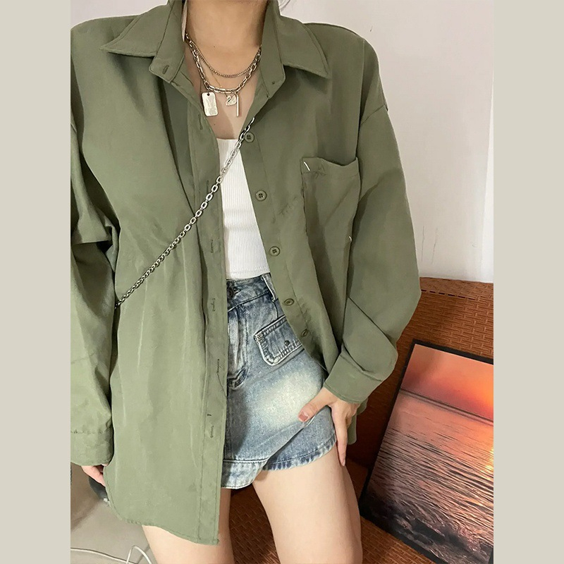 R1068-20-2995 Women's Summer New Vintage Sunscreen Shirt Coat Thin Loose Long Sleeve Shirt