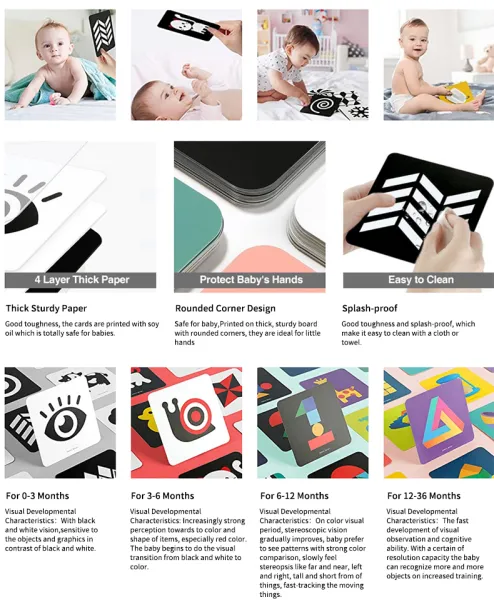  beiens High Contrast Baby Flashcard, 80 Pcs 160 Page Black  White Colorful Visual Stimulation Learning Activity Card for Babies Ages  0-3-6-12-36 Months, 5.5'' x 5.5'' Newborn Infants Toys Gift : Electronics