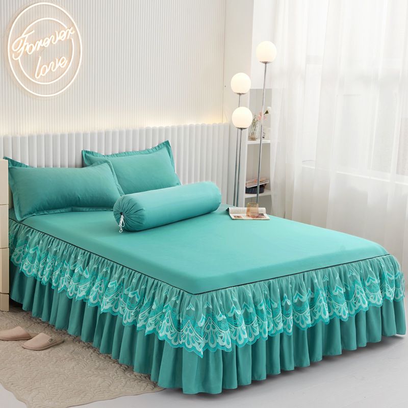 3 piece set 120 * 200cm ,150 * 200cm bed,,180 * 220cm bed ,200 * 220cm bed skirt three piece set Bed cover CRRSHOP home bed bed skirt New lace bed skirt three piece bed cover 1 bed skirt cover+ 2 pillowcases
