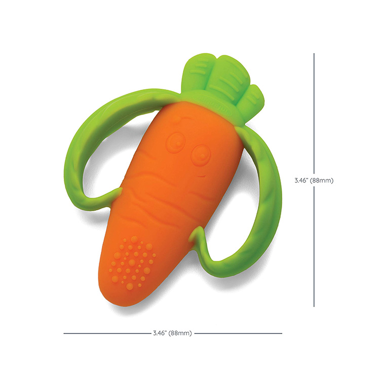 Nibble Teethers Carrot - Silicone Soft-Textured teether for Sensory Exploration and Teething Relief, with Easy to Hold Handles