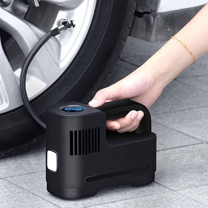 Rapid Corded Digital Air Compressor - Portable Tire Inflator with LED Lights - Ideal for Cars, Motorcycles & Emergency Use