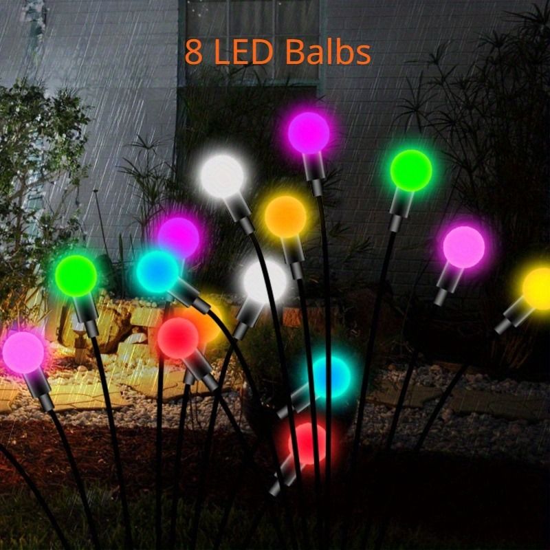 TopKiss Solar Powered Firefly Lights Outdoor Waterproof Fairy Lights for Lawn Decoration with Colorful Flashes and Starry String Lights